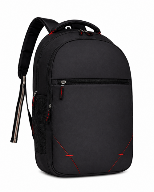 Black Laptop Backpack with Red Accents